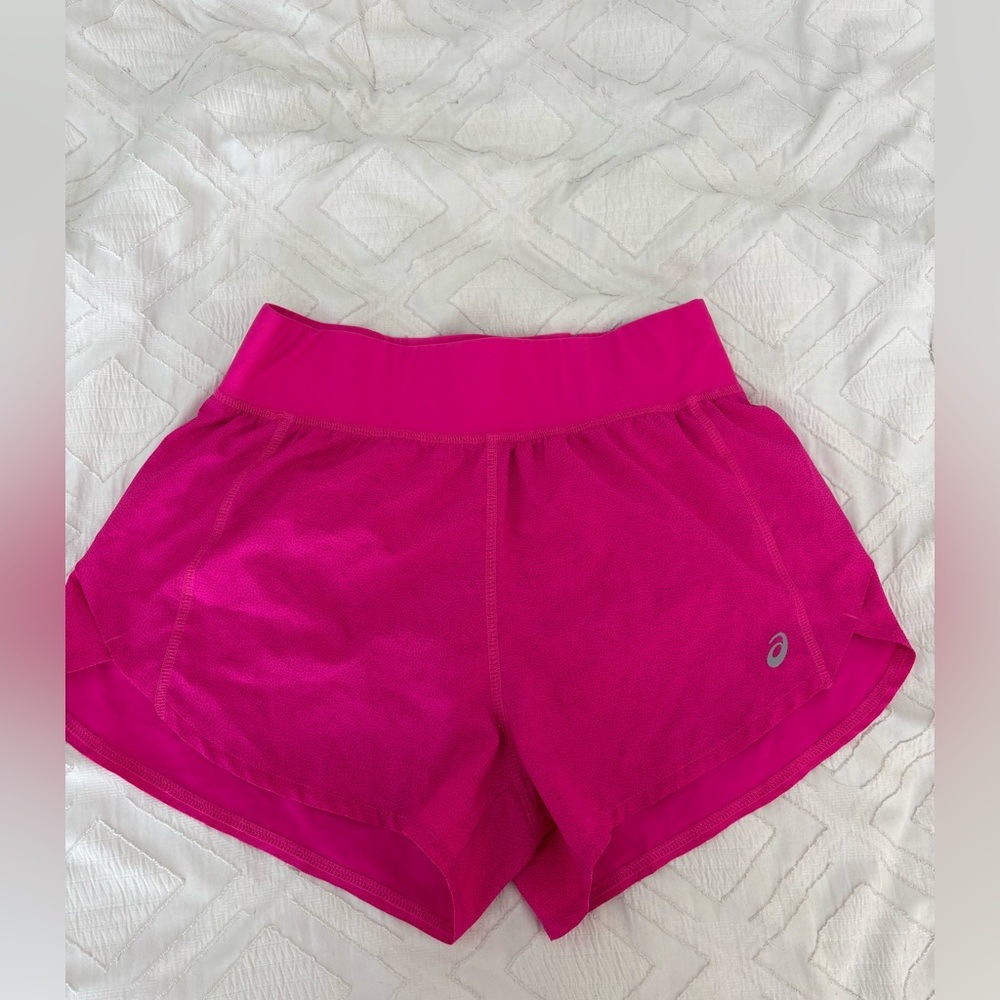 Asics Women's Pink Running Shorts Athletic Polka Dot Pocket